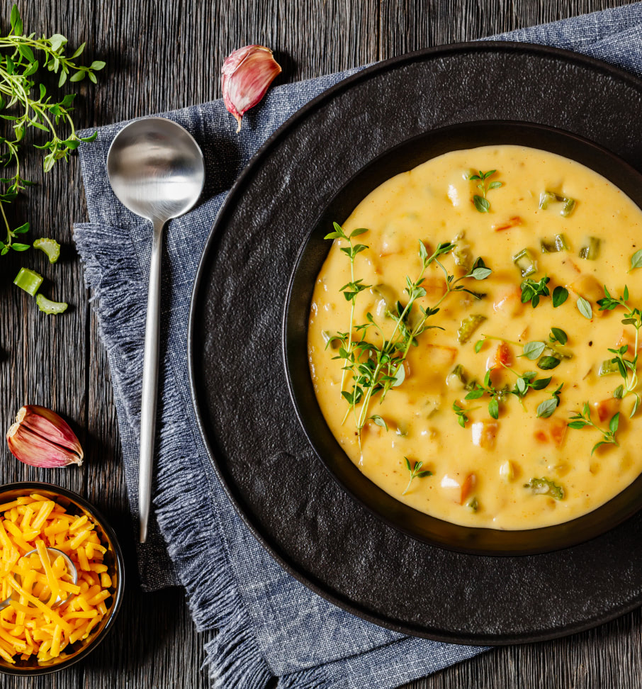 gusto bowl of creamy yellow soup